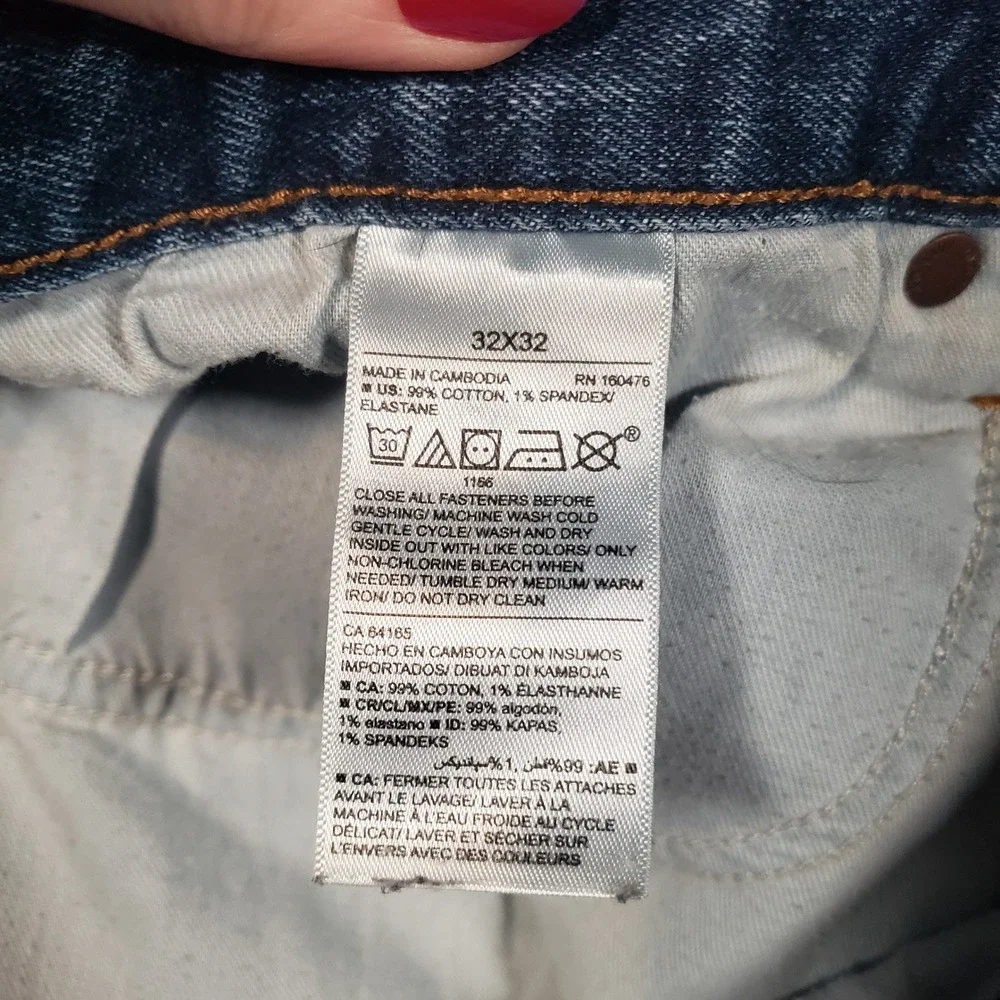 Old Navy Straight Jeans Mens 32x32 Blue Built-In Flex Tough Medium Wash